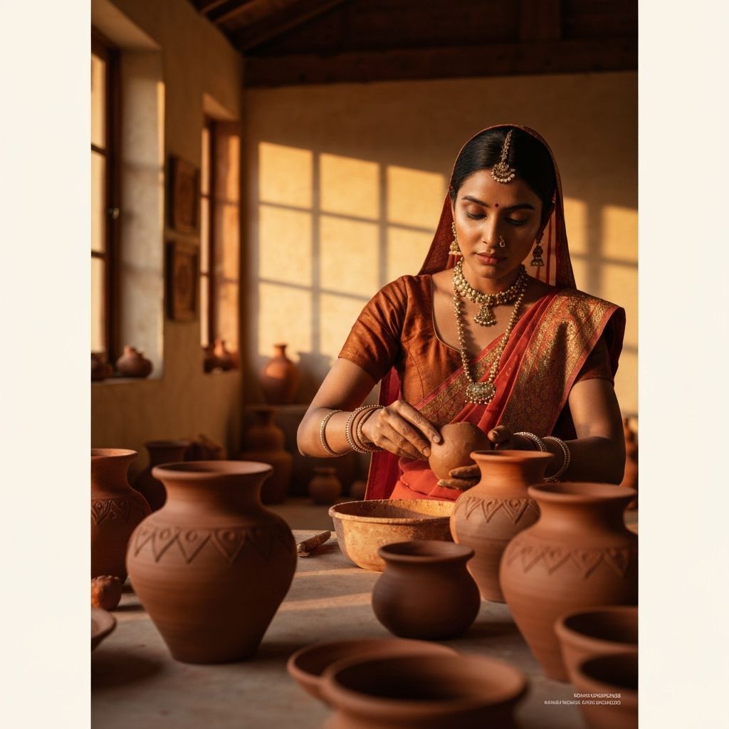 Indian artisan creating handcrafted pottery