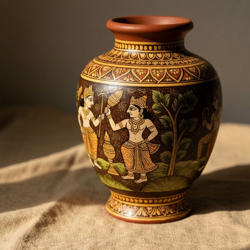 Madhubani terracotta vase